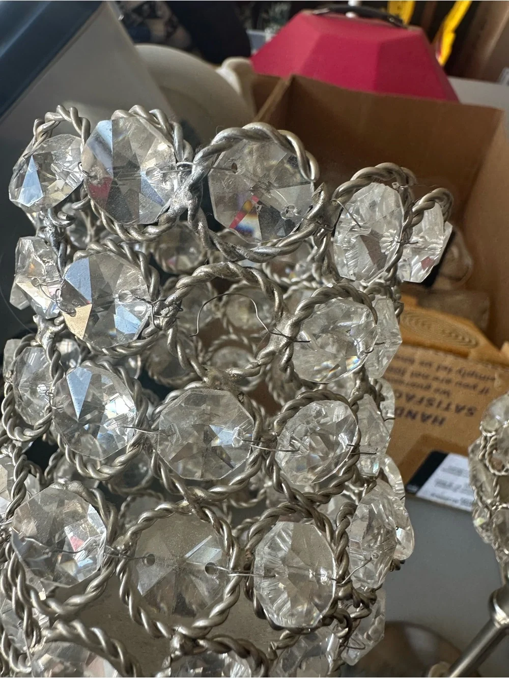 Crystal Accent Candle Holders - Silver (Pair)